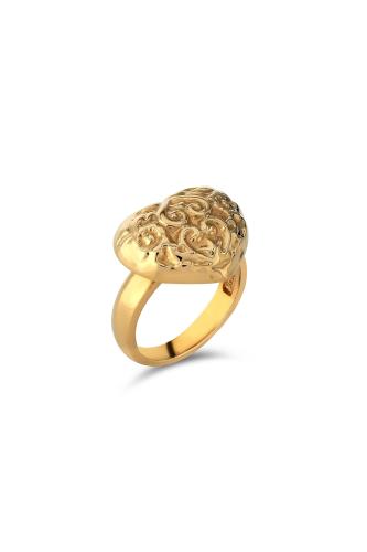 Folli Follie γυναικείο δαχτυλίδι σκαλιστή καρδιά Archaics - 1R22S014Y Χρυσό 54